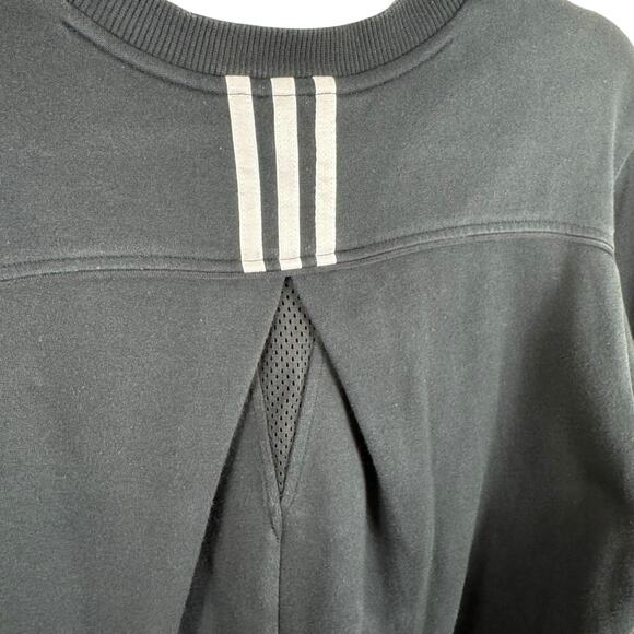 Adidas Black Cotton Blend Cropped Crew Neck Long Sleeve Sweatshirt Women's Sz M - Picture 3 of 6